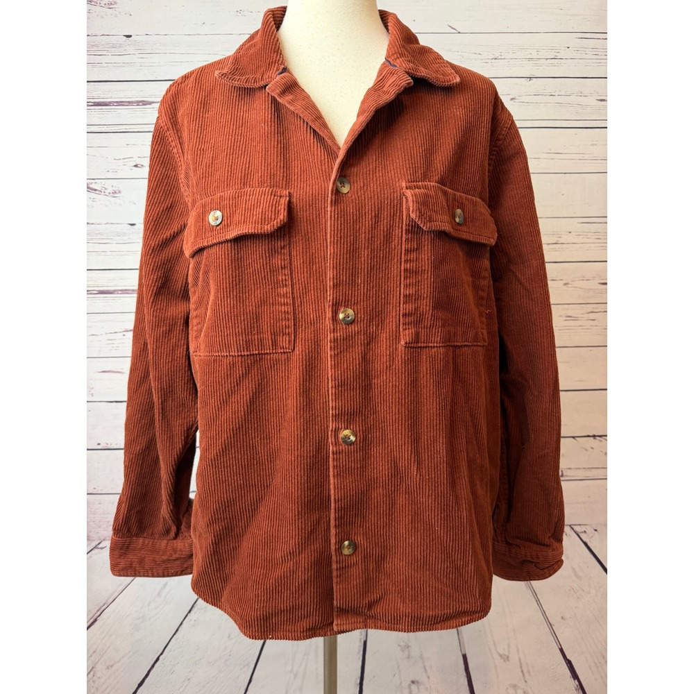 GAP Corduroy Shirt Jacket Medium Mens Shacket Long Sleeve Y2K Vintage Pockets - Picture 9 of 12